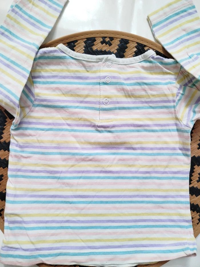 T-shirt manches longues 24 mois fille Kimbaloo couleurs joyeuses rayures - photo numéro 4