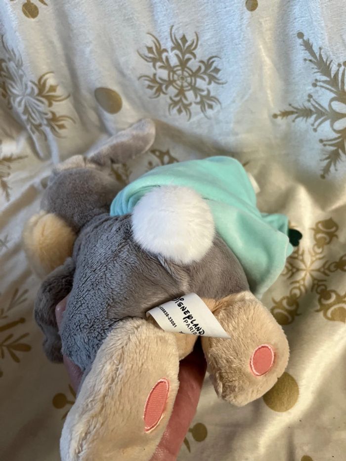 Peluche Panpan lapin Bambi Disney Babies Disneyland Paris couffin couverture vert fleur - photo numéro 8