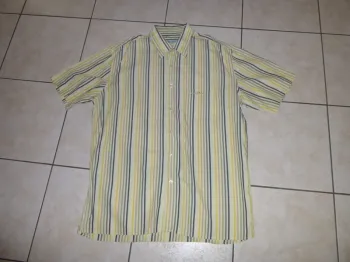 chemise manche courte jaune pâle rayé Mise au Green taille XL