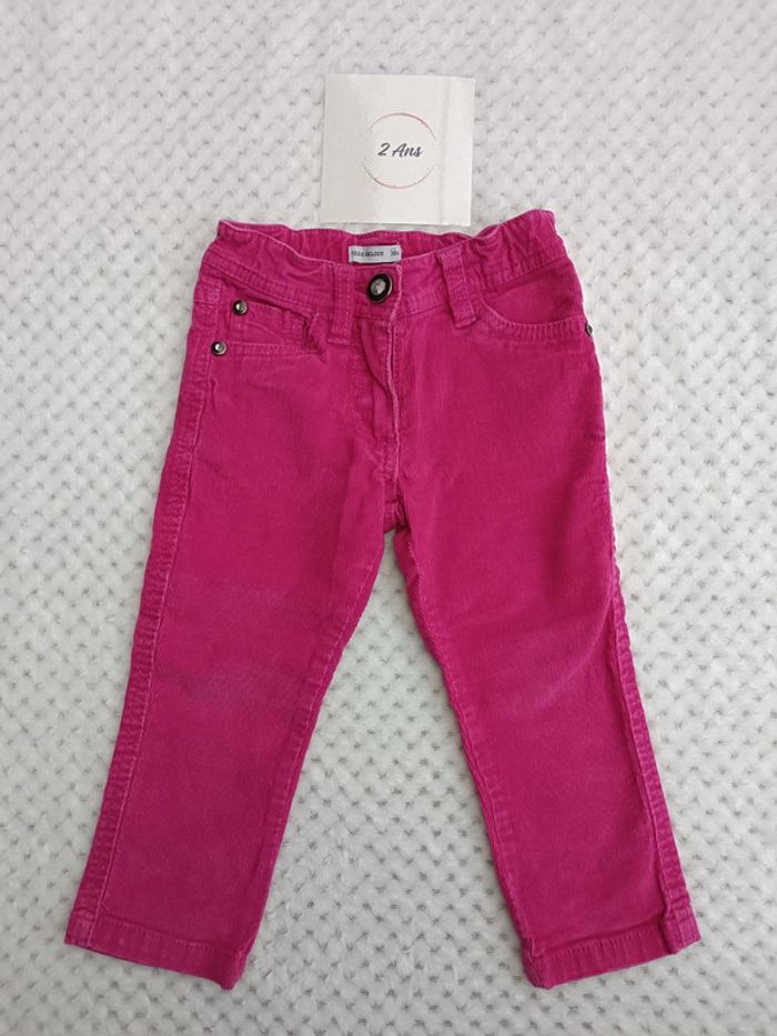 Pantalon velours côtelé rose 2A - Taille ajustable