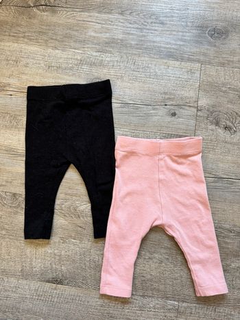Lot de deux leggings 3 mois kiabi rose et noir