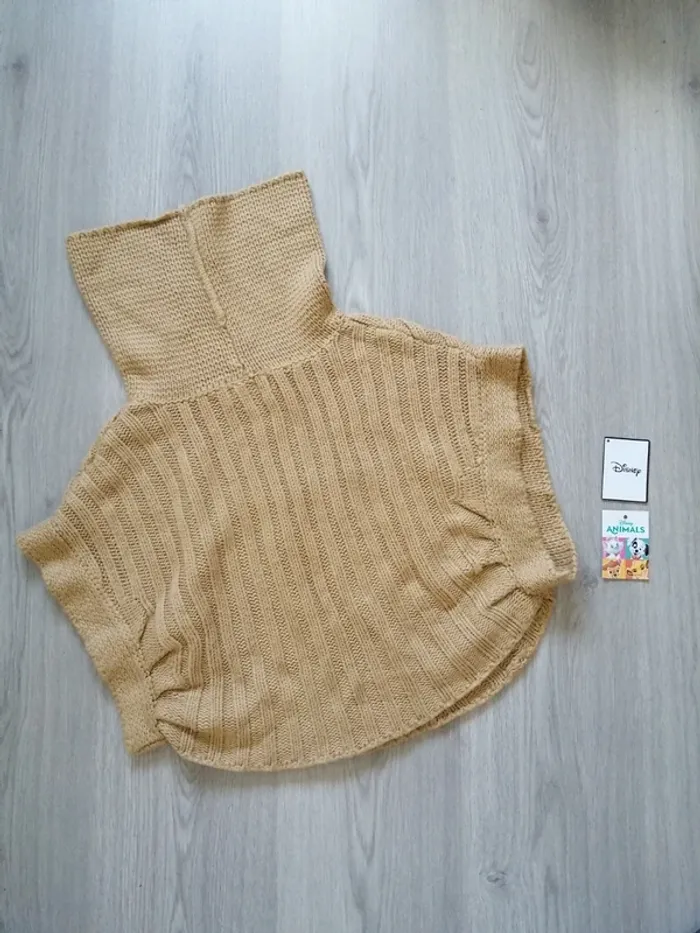 Pull cap beige mourarde en maille tressé avec col montant / creeks / (10ans - photo numéro 2
