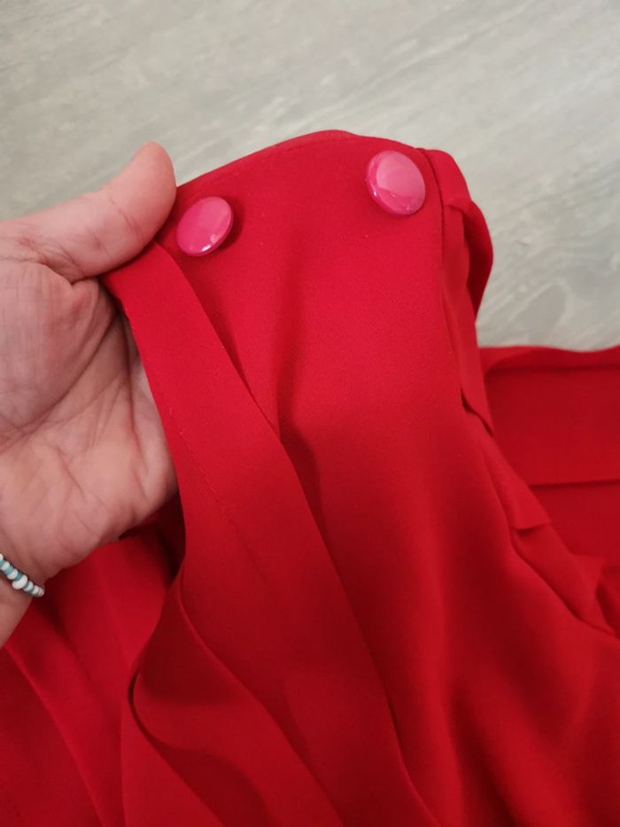 Robe plissée vintage rouge femme - photo numéro 4