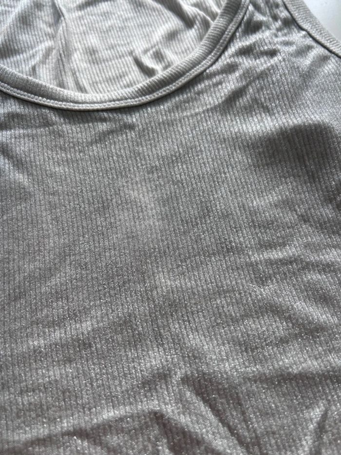 Débardeur Zara blanc irisé argenté - Taille S - photo numéro 4