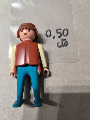 Playmobil vintage personnage 0.50 cts bleu marron blanc
