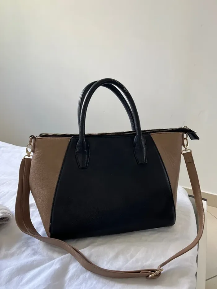 Sac à main noir et marron - photo numéro 2