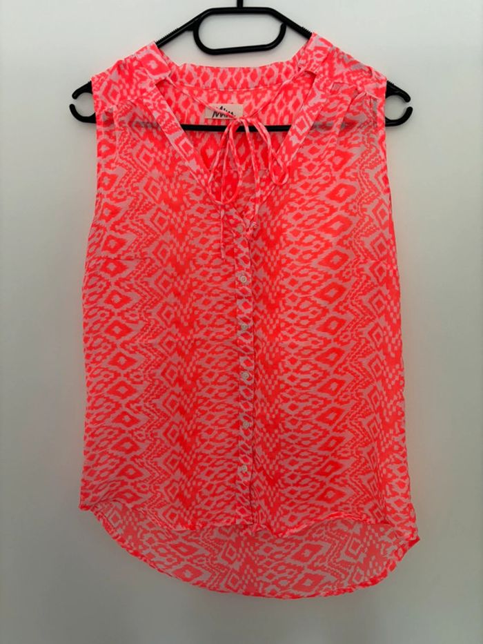 Blouse manches courtes orange fluo