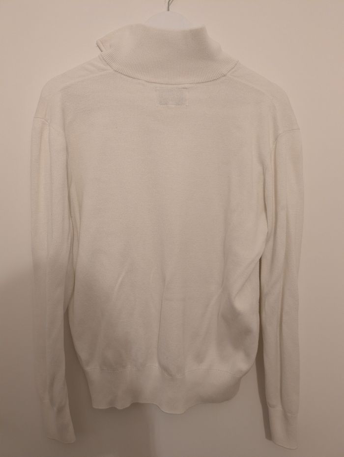 Pull blanc col zippé - photo numéro 2