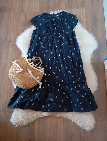 Lili gaufrette 🪶 robe chic marine et plume doré 10 ans