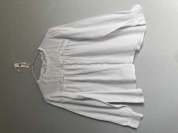 Blouse Monoprix blanche dentelle & pintucks – 10 ans