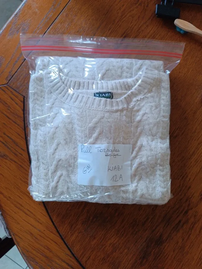 Pull torsades crème Kiabi 12A - photo numéro 5