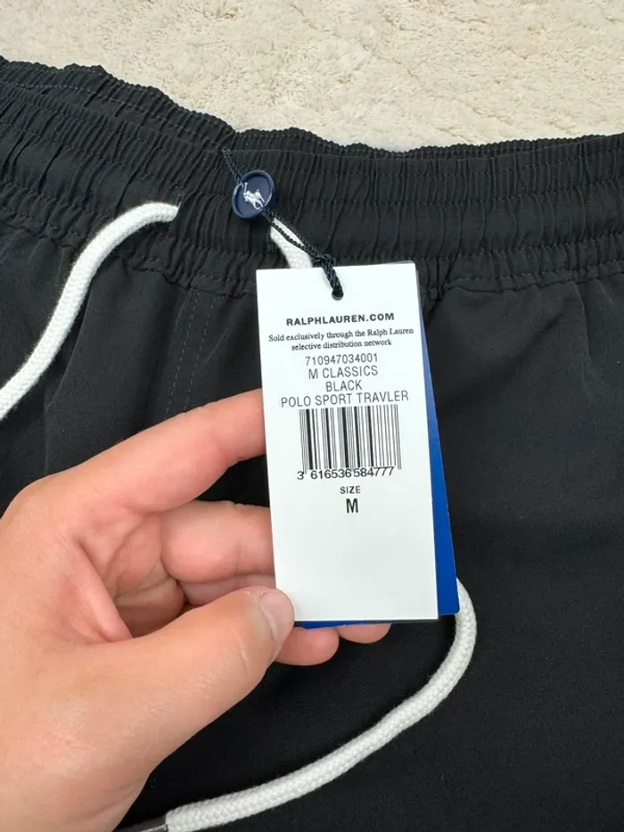 Short de Bain Ralph Lauren Sport Noir Uni Neuf Taille M - photo numéro 6