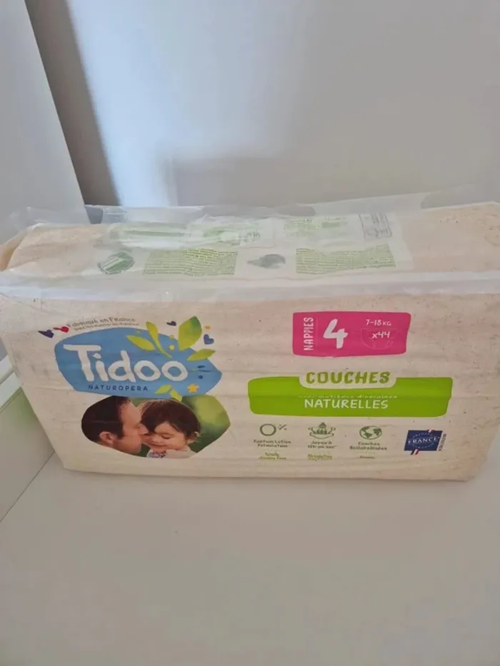 Lot de 2 paquets de couches tidoo love and green 🌸 taille 4 - 7 à 18kg - photo numéro 3