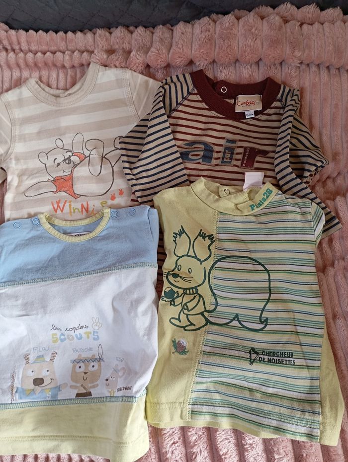 Lot 4 tee shirt manches longues 6 mois
