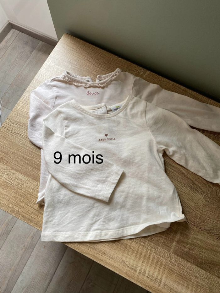 Lot de 2 t-shirt à manches longues - 9 mois