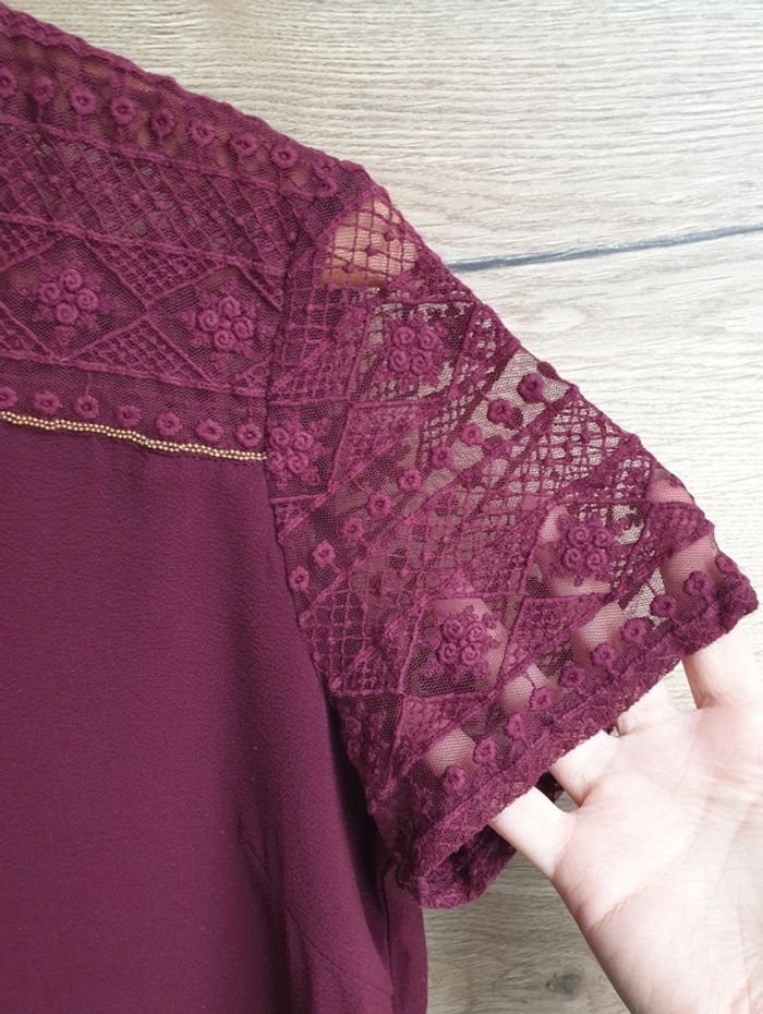 Blouse bordeaux kiabi dentelle - photo numéro 3
