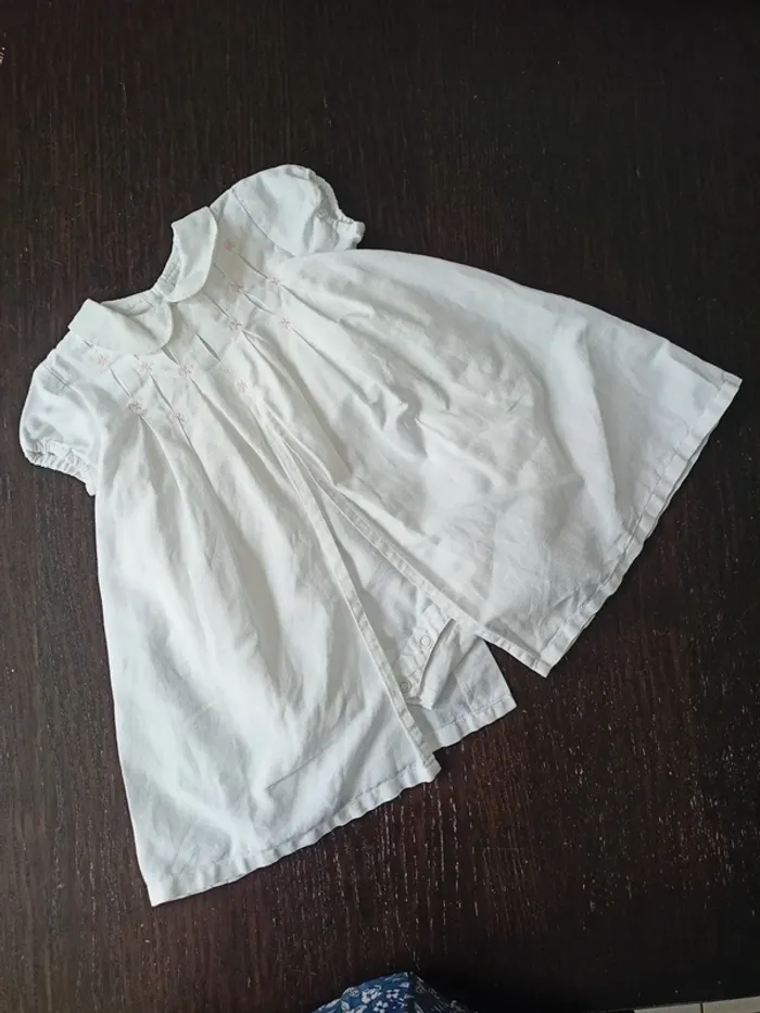 Robe lin coton blanc Colin & Colline 9/12 mois
