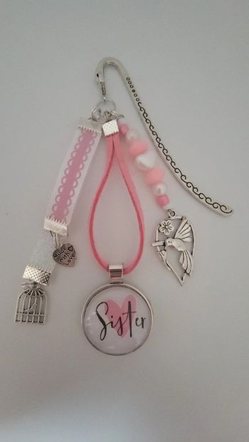 Coeur sœur, bijoux de sac ou marque page " sister"