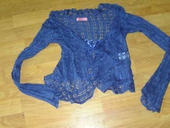 Gilet cache coeur LES PETITES COQUINES bleu taille 14 ans TBE