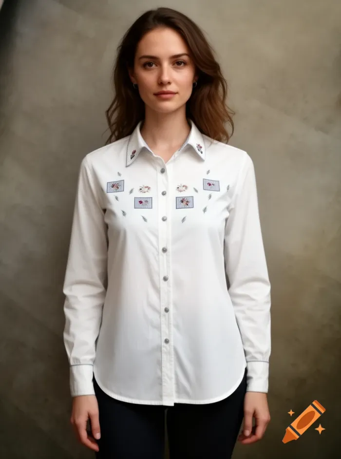 chemisier manches longues brodé blanc en coton Taille 2 Garance - photo numéro 3