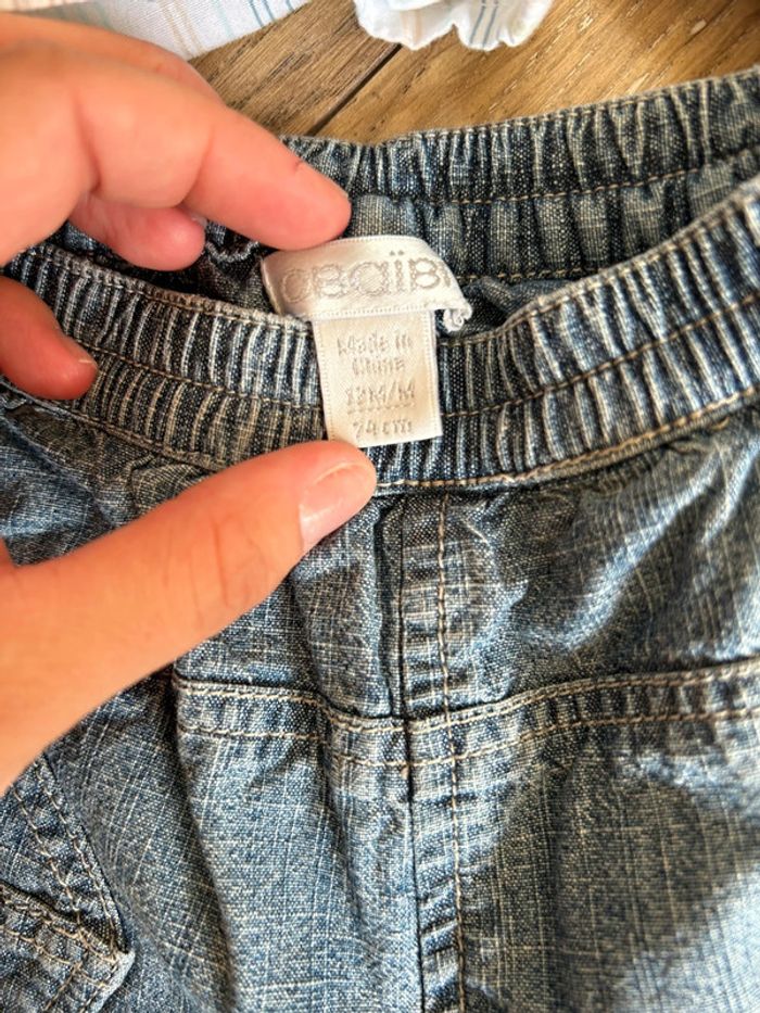 Ensemble jean et 2 chemises 12 mois - photo numéro 3