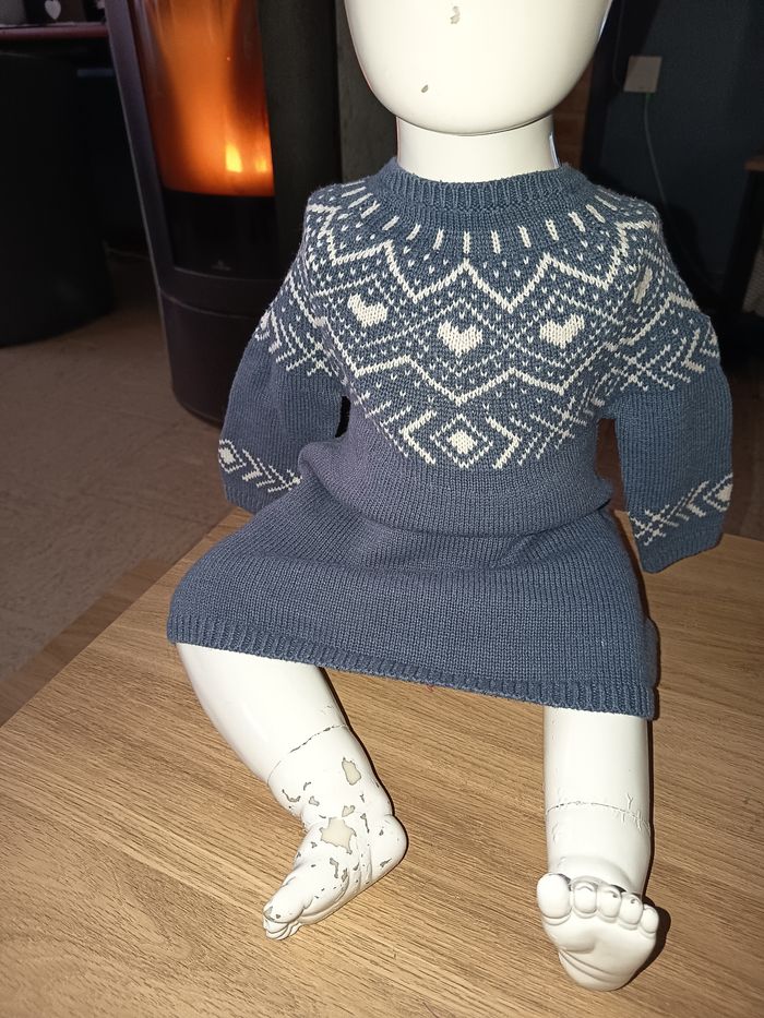 Robe pull blanc et bleu