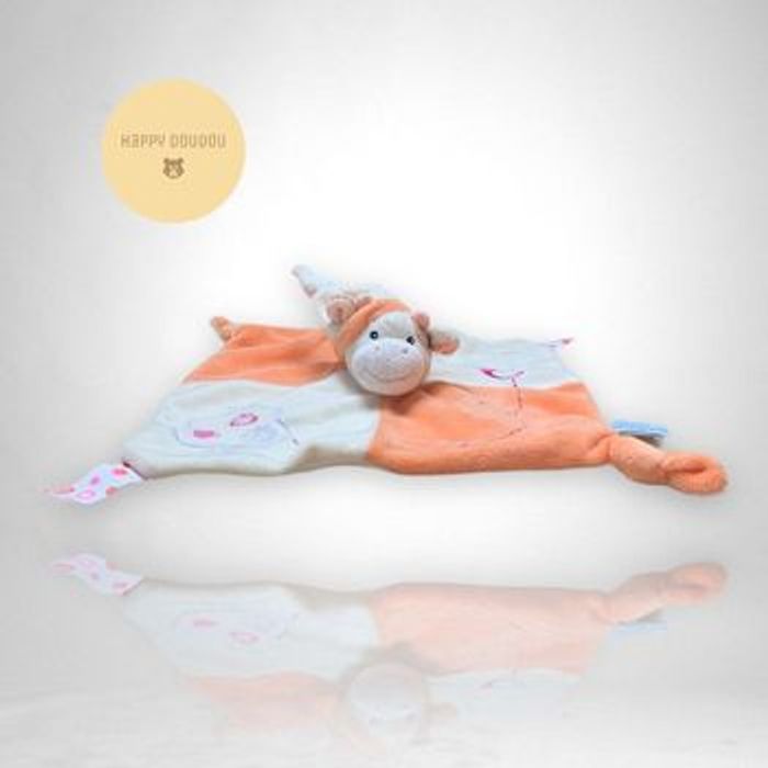 Doudou peluche carré mouton orange pommes Gipsy DP235
