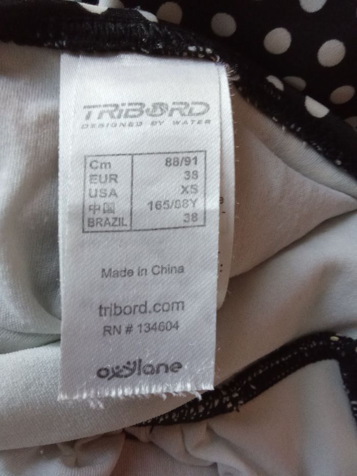 Maillot de bain femme une pièce tribord decathlon taille XS ou 34- 36, blanc, noir, motif pois - photo numéro 8