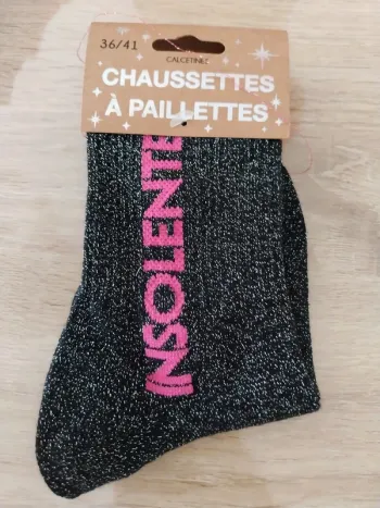 Chaussettes à paillettes noir Insolante