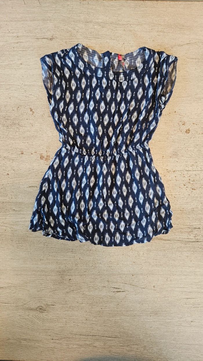 Robe d été sans manche, ceintrée, bleue à motifs blancs, Orchestra, 8 ans - photo numéro 2