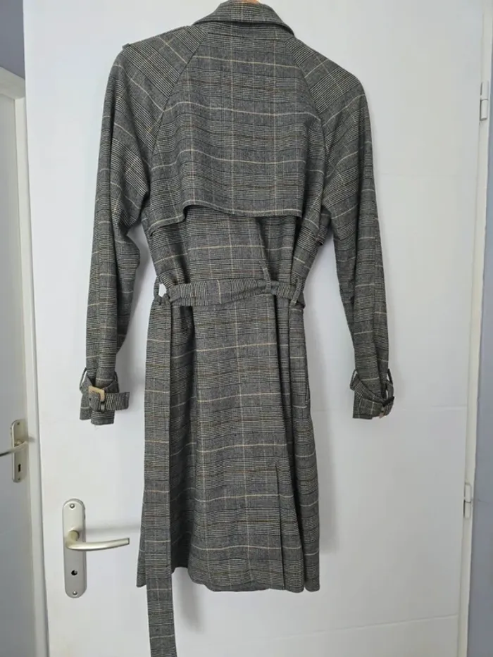 Manteau trench a carreaux - photo numéro 7