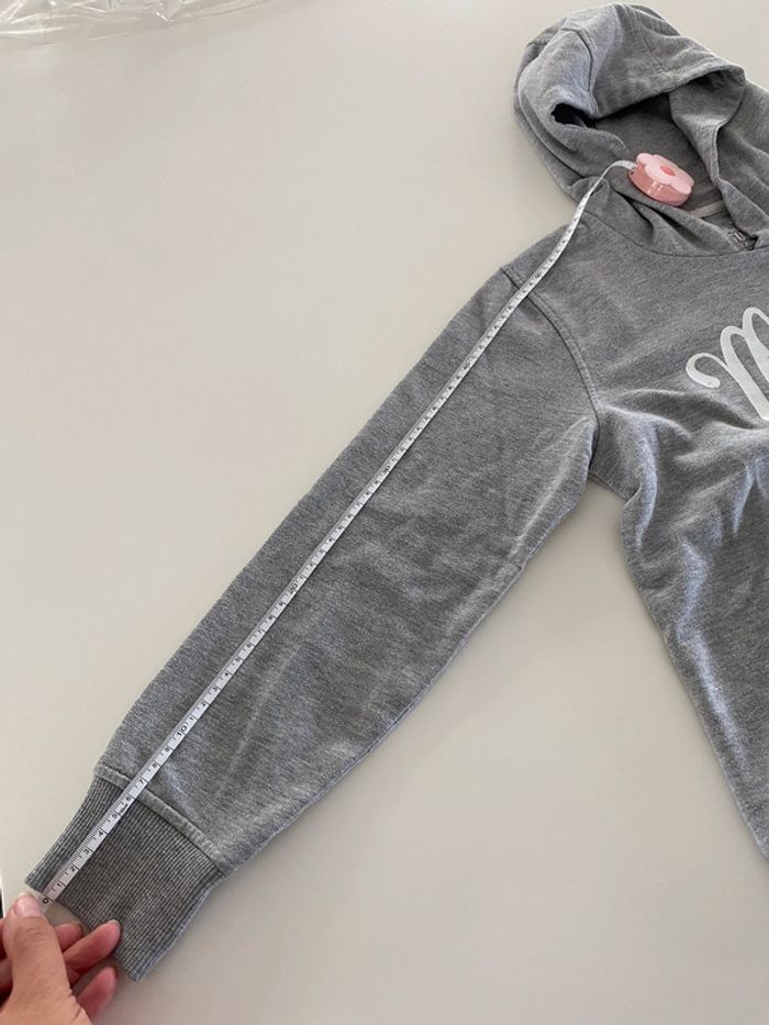 Pull fin capuche gris 10 ans - photo numéro 5