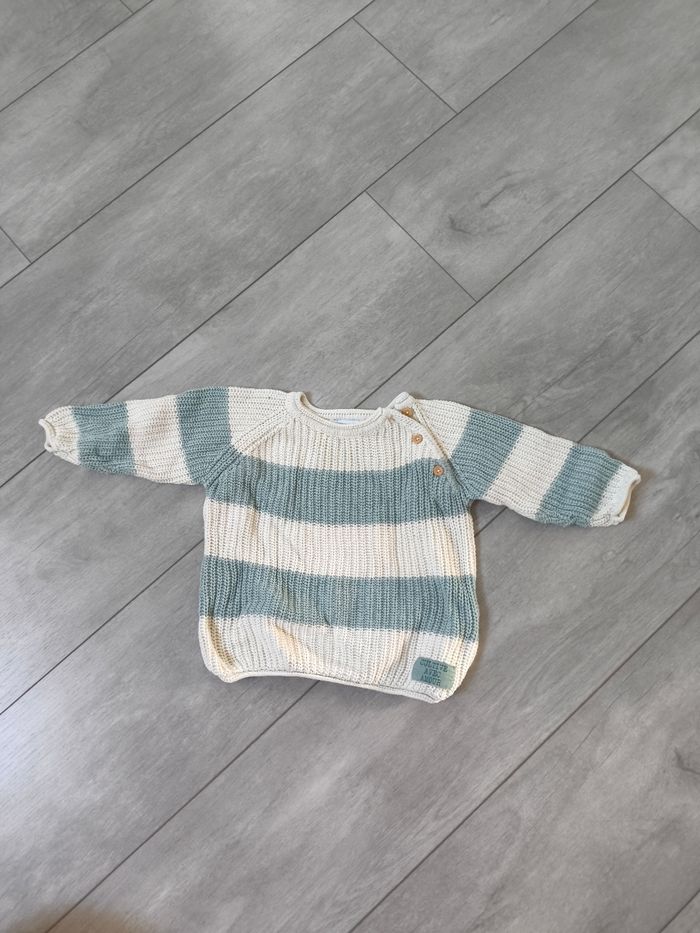 Pull blanc et vert Vertbaudet