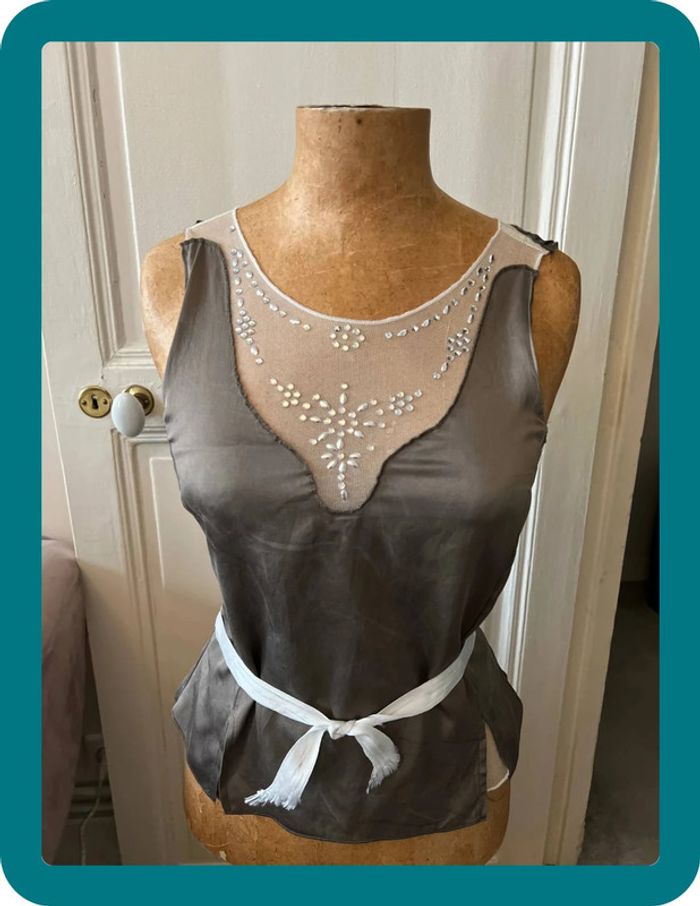 Top vintage soie et tulle coton vintage 36 - Atos Lombardini - photo numéro 9