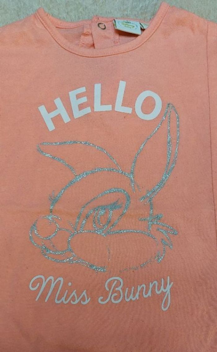 Tee-shirt manches courtes Miss Bunny bébé fille 18 mois