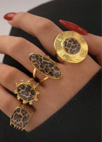 Lot Bagues léopard en acier inoxydable dorée neuf 