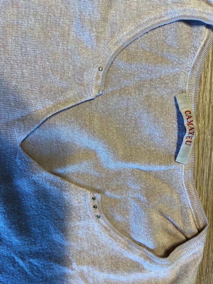 Pull col V, pull fin, camaïeu, femme taille XS - photo numéro 5