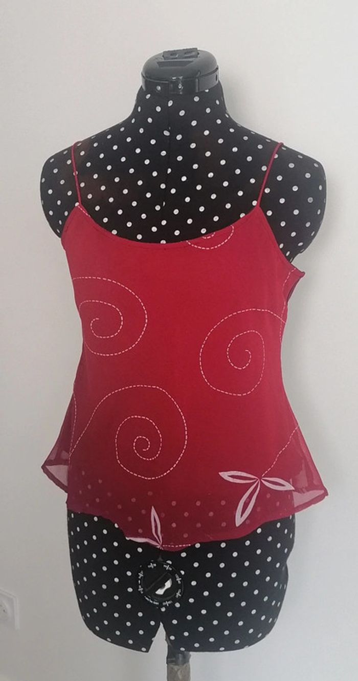 Top / débardeur fluide rouge Bordeaux Taille S/M - photo numéro 2
