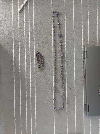 Parure collier et bracelet violet