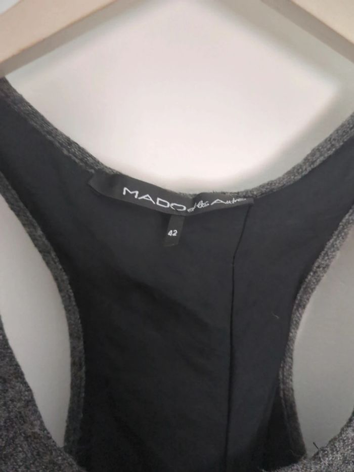 Robe grise noir volant laine 42 - photo numéro 3