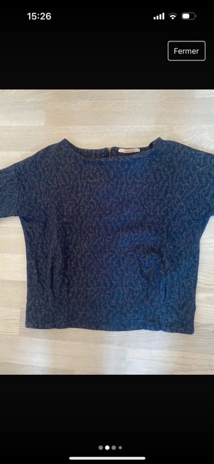 Pull bleu marine motifs argentés