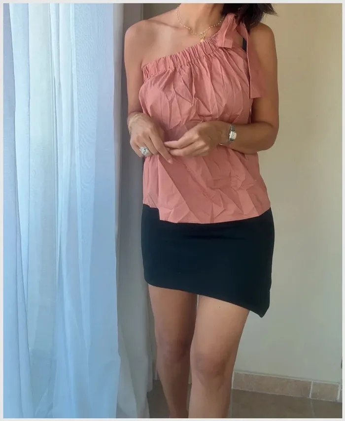 Blouse épaule dénudée terracotta garçonne 36 - photo numéro 2