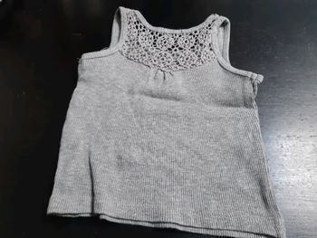 Debardeur été bebe fille 3 mois gris brodé