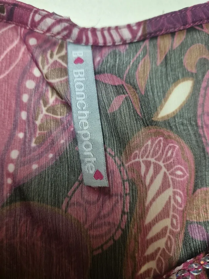 Haut rose motif feuille - photo numéro 2
