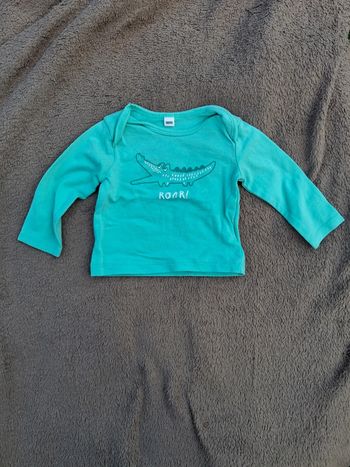 T shirt manches longues vert d’eau Oeko tex 1 mois