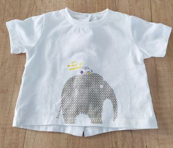 T-shirt manches courtes garçon crème 3 mois Marèse