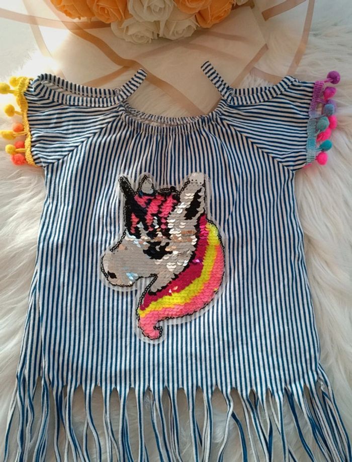 Blouse a frange bébé fille licorne 🦄 - photo numéro 2