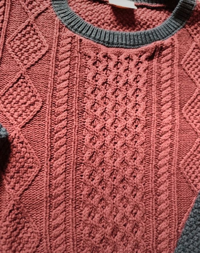 Pull torsadé bordeau - photo numéro 4