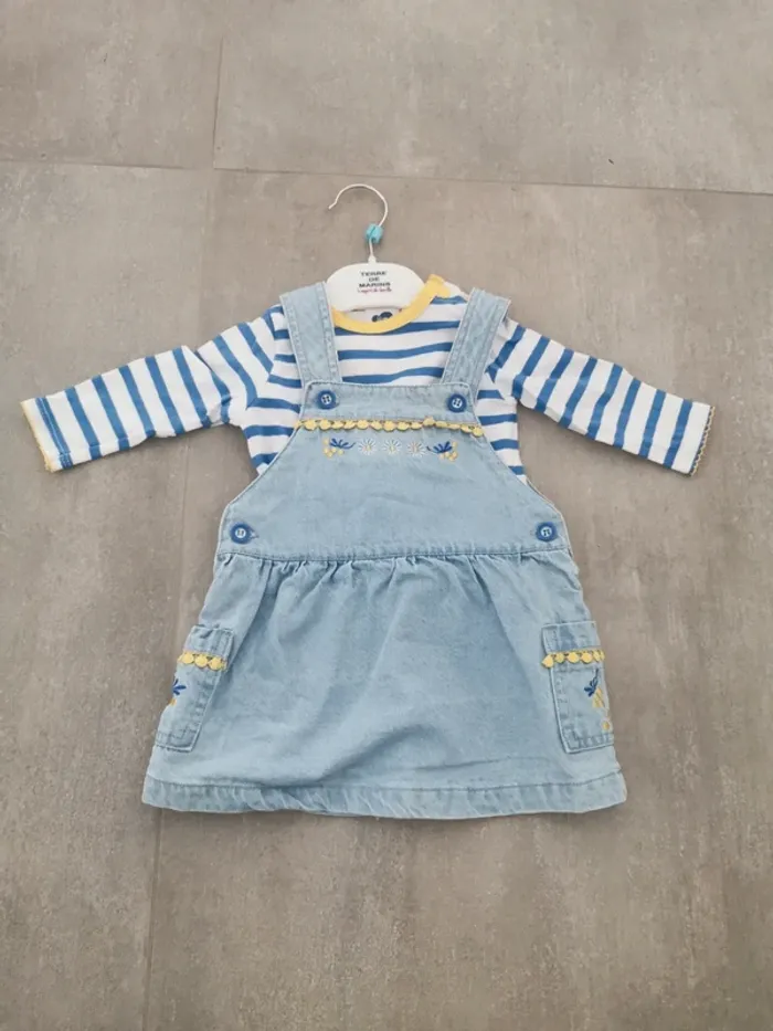 Robe en jean + sous pull marinière