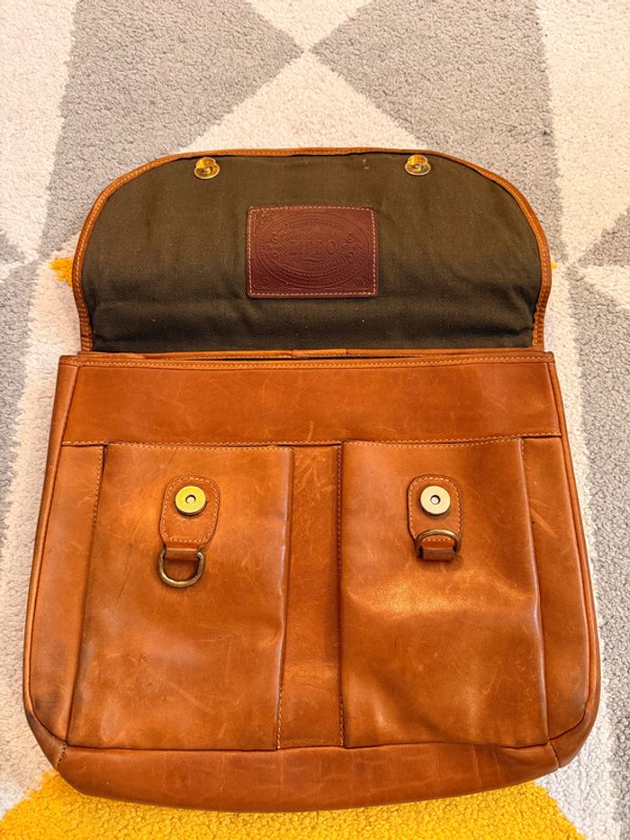Cartable en cuir marron vintage Zippo - photo numéro 3